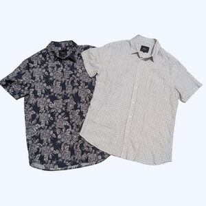 Rails 2 Mens L Large Floral Patterned Shirts Black Gray White